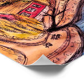 オータムリバーサイドアートコージー秋イラストレーション ポスター (角)