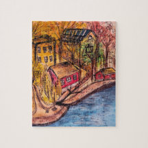 オータムリバーサイドパズルコージー秋イラストレーション