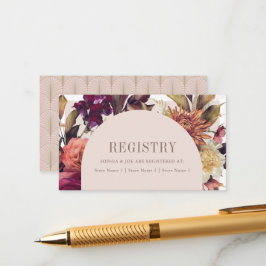 オータムリースアーチピンクウェディングレジストリー エンクロージャーカード