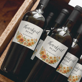 オータムリース – 秋の花 フラワーリース 感謝祭 ワインラベル