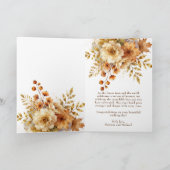 オータムリーフの花とゴールドのラメ 結婚おめでとう カード (内部)