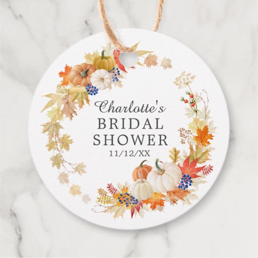 オータムリーフパンプキン ブライダルシャワーフェイバープレゼントタグ フェイバータグ (裏面)