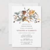 オータムリーフホワイトフラワーポストウェディングブランチ 招待状 (正面)