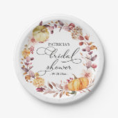 オータムリーフ フラワーパンプキン 秋のブライダルシャワー ペーパープレート (正面)