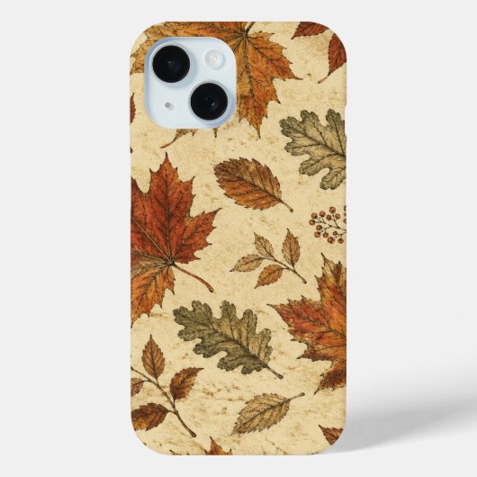 オータムリーブスパターン - ビンテージの秋の植物画 Case-Mate iPhoneケース (裏面)