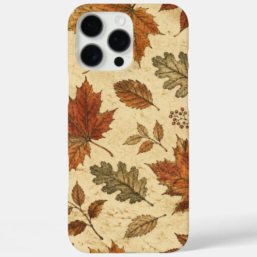 オータムリーブズパターン - ビンテージの秋の植物画 Case-Mate iPhoneケース (裏面)