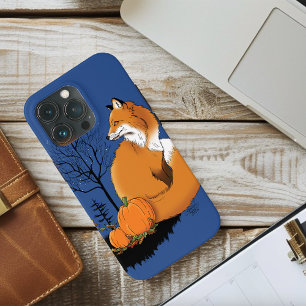 オータムレッドフォックスパンプキンズ ウッドランド フォール ブルー iPhone 13 PROケース