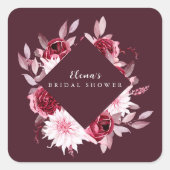 オータムロマンスゴールドフレームフラワーブライダルシャワー スクエアシール (正面)
