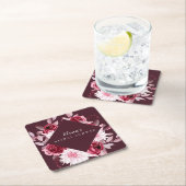 オータムロマンスゴールドフレームフラワーブライダルシャワー スクエアペーパーコースター (インサイチュ)