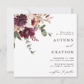 オータムロマンス水彩花束ウェディングスクエア 招待状 (正面)