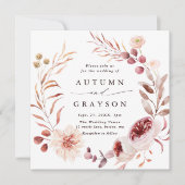 オータムロマンス フラワーリース ウェディングスクエア 招待状 (正面)
