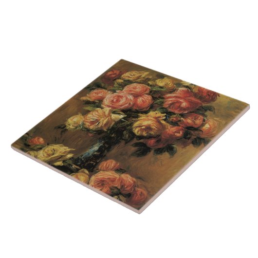 オータムローズブーケイエローピンクエレガントヴィンテージ タイル (側面)