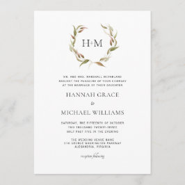 オータムローレルリースモノグラム結婚式招待状 招待状