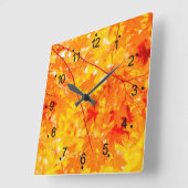 オータム紅葉オレンジ スクエア壁時計 (傾斜)