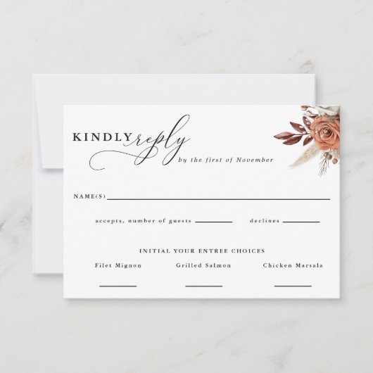 オータム素朴フローラ結婚の回答食品の選択 出欠カード (正面)