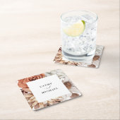 オータム素朴フローラ、フレーム秋の結婚式 スクエアペーパーコースター (インサイチュ)