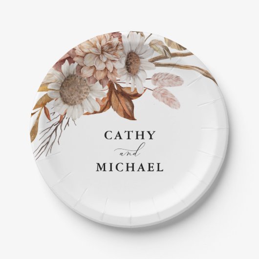 オータム素朴フローラ、秋の結婚式デザート ペーパープレート (正面)