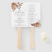 オータム素朴フローラ、秋の結婚式プログラム ハンドファン (正面&裏面)