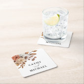 オータム素朴フローラ、秋の結婚式 スクエアペーパーコースター (インサイチュ)