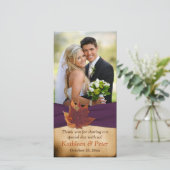 オータム葉の紫フェイクのリ結婚ボンの写真カード サンキューカード (スタンド正面)