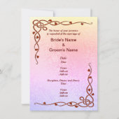 オータム アブストラクト シマー カラー ピンク パープル ウェディング 招待状 (正面)