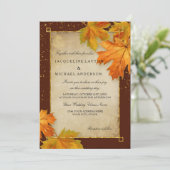 オータム ウェディング 葉 紅葉 エレガント 招待状 (スタンド正面)