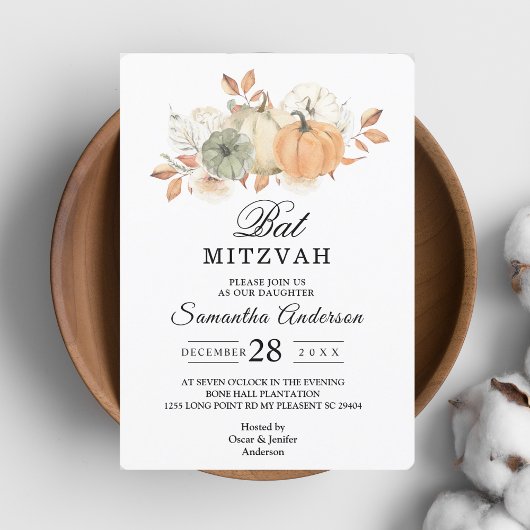 オータム ウォーターカラー パンプキン & フラワーズ 招待状