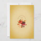 オータム ウォーターカラー フラワーズ ゴールド ウォッシュ ウェディング 招待状 (裏面)