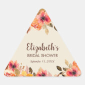 オータム ウォーターカラー フラワーズ ブライダル シャワー 三角形シール (正面)