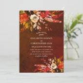 オータム ウォーターカラー フラワーマーブル ブラウン ウェディング 招待状 (スタンド正面)