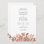 オータム ウォーターカラー フラワー ウェディング 招待状 (正面/裏面)