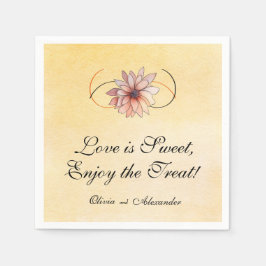 オータム ウォーターカラー フローラル テラコッタ イエロー ウェディング スタンダードカクテルナプキン