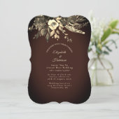 オータム ウォーターカラー フローラル モカ ブラウン ウェディング 招待状 (スタンド正面)