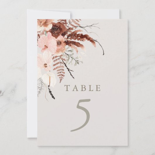 オータム ウォーターカラー ボヘミア ウェディング テーブル ナンバー (裏面)