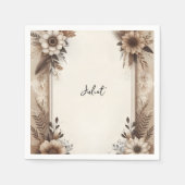 オータム ウッド ペーパー リサイクル ペーパー ブライダル シャワー スタンダードカクテルナプキン (正面)