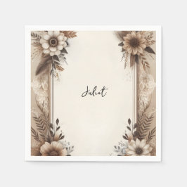 オータム ウッド ペーパー リサイクル ペーパー ブライダル シャワー スタンダードカクテルナプキン