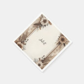 オータム ウッド ペーパー リサイクル ペーパー ブライダル シャワー スタンダードカクテルナプキン (角)