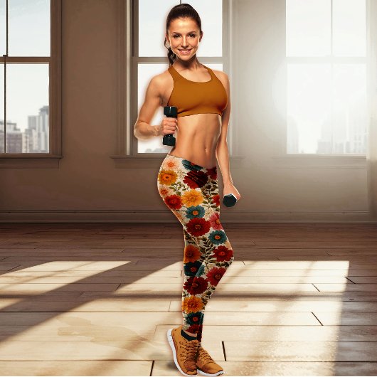 オータム コテージコア フラワーリング レギンス