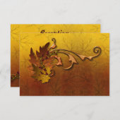 オータム ゴールドリーフ ウェディング エンクロージャーカード (正面/裏面)
