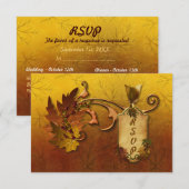 オータム ゴールドリーフ ウェディング 出欠カード (正面/裏面)