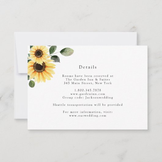 オータム サンフラワー ウェディング 詳細カード 招待状 (正面)