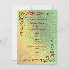 オータム シェイズ オブ グリーン アンド イエロー ウェディング インビテ 招待状