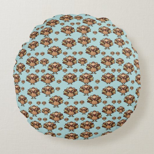 オータム ターキー パターン ピロー – 感謝祭のフェスティブ (正面)