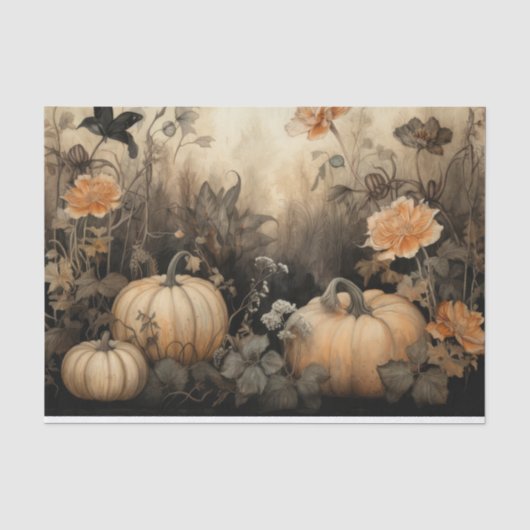 オータム ハロウィン かぼちゃと花のデコパージュ 薄葉紙 (正面)