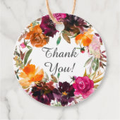 オータム バーガンディー & オレンジ フラワーブライダルシャワー フェイバータグ (正面)