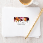 オータム バーガンディー&オレンジ フラワーリターンアドレス ラベル (インサイチュ)