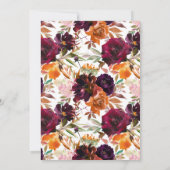 オータム バーガンディー & オレンジ 花柄 ビンゴゲーム 招待状 (裏面)