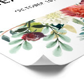 オータム バーガンディー ブラッシュ フラワル リハーサル ディナー ポスター (角)