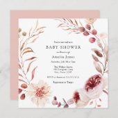 オータム バーガンディー ベビーシャワー 招待状 (正面/裏面)