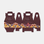 オータム バーガンディ ウォーターカラー フラワーブライダルシャワー フェイバーボックス (折り畳みなし)